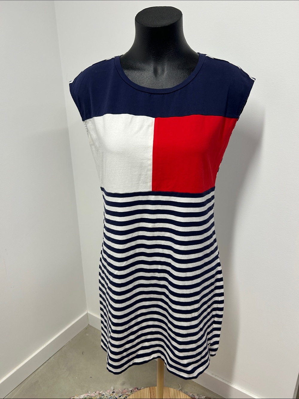 Tommy Hilfiger Flag Colorblock Striped T-Shirt Dress Medium